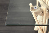 DuNord Design Table Basse Table d'appoint Algarve Bois flotté schwemmholz Massif Naturel Table en Verre