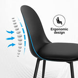 WOLTU Chaises de Salle à Manger, Lot de 2, Chaise Rembourrée, Chaise de Cusine Scandinave, Chaise en Similicuir, Pieds en Métal, Noir BH360sz-2