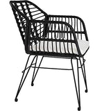 TecTake 800802 Salon de Jardin en Rotin 2 Personnes Résine Tressée Ensemble Table et Chaises Coussins d´Assise Amovibles – Diverses Couleurs (Noir)