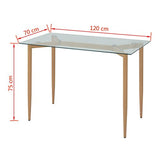 Festnight Tables de Salle à Manger en Bois avec Verre Transparent 120 x 70 x 75 cm