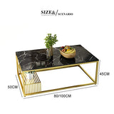 Tables basses de salon Table basse moderne pour le salon | Table de Cocktail de Table Rectangulaire en Marbre Mid-Century | Bureau Accueil Table de canapé d'extrémité | avec étagère de rangement | N
