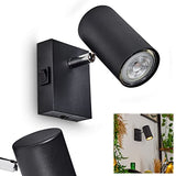 hofstein Applique mural Javel, lampe en métal noir/chrome, luminaire peuvent être orientées idéal dans un séjour moderne, disposent d'un interrupteur, 1 x GU10, ampoule(s) non incluse(s)