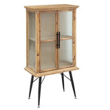 Made In Meubles Vitrine en Bois de Sapin et Verre strié 2 Portes Nicole