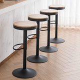 Kidol & Shellder Tabourets de Bar Chaises de Salle à Manger Lot de 2 Noir, Tabouret en Bois Hauteur Réglable à 360°, Tabouret de Bar en Bois et Métal, pour Maison Cuisine Comptoir Bistro