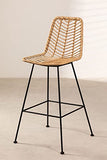 SKLUM Tabouret Haut en Rotin Synthétique Naturel Gouda Naturel Noir ↑75 cm