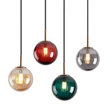 LFsem Plafonnier Simple Tête Coloré Ø15cm Globe En Verre Suspension E14 Loft Chambre Restaurant Suspension Lustre Simple Moderne (Vert Foncé)