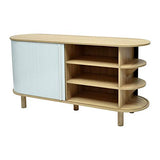 Maisonetstyles Buffet avec Rideau 150x45x75 cm Blanc et chêne Sonoma