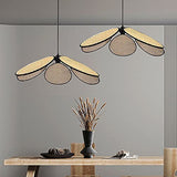 JIANAND Pendentif Fleur en rotin tissé E27 Semi-intégré avec luminaire Suspendu au Plafond en Fil réglable pour Chambre à Coucher étude Couloir entrée décolighting (20 Pouces)
