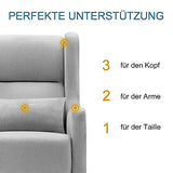 MCombo Fauteuil à Oreilles avec Tabouret + Coussin, Fauteuil TV, Fauteuil Relax, Fauteuil rembourré pour Salon, Tissu, 7266 (Gris)