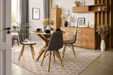 Nordic Story Table de salle à manger ronde Raund, en bois massif chêne, idéale pour cuisine salon, meubles style nordique scandinave, 105 x 105 x 75 cm, chêne naturel