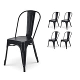 Kosmi - Lot de 4 chaises en métal Noir Mat - Style Industriel