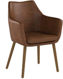AC design furniture Fauteuil 0000055607 trine - 58 x 58 x 84 cm, Assise Cuir, Dos Vintage Cognac, Structure Bois, chêne, ölbehandelt