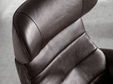 Angel Cerdá Fauteuil pivotant relax tapissé en cuir de vachette, pieds en acier massif poli gris anthracite, structure en bois noyer, style moderne