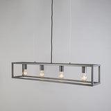 QAZQA Moderne Lampe Salle a manger suspension/Lustre/Luminaire/Lumiere/Éclairage moderne gris foncé - Cage 4 Acier Anthracite,Gris Rectangulaire/intérieur/Salon/Cuisine