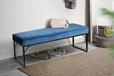 LIFA LIVING Banquette d'intérieur, Tabouret en Velours Bleu pour Chambre à Coucher, Salon et entrée, pour 2 Personnes, Style Vintage