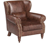 Phoenixarts 463 Fauteuil Club Vintage en Cuir véritable, Fauteuil à Oreilles Lounge, Marron