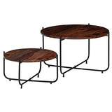 Festnight Lots de 2 Table Basse Style Industriel Bois de Massif pour Salon/Balcon 60 x 35 cm