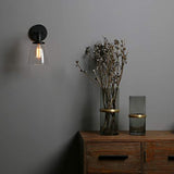 Phansthy Vintage Style Appliques Murales Abat-Jour En Verre Clair, Edison Applique Murale Industrielle E27 Luminaires Intérieur Loft Bar Cuisine Lampe Éclairage (Noir)