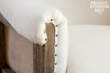 Fauteuil Rond Léonie - Bois massif, Bois ancien, Grand confort d'assise, Rembourrage intérieur dense, Finition brossÃ | Le charme du bois massif et de la toile de jute - Beige (L73 x H88 x P84 cm)