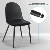 WOLTU Chaises de Salle à Manger, Lot de 2, Chaise Rembourrée, Chaise de Cusine Scandinave, Chaise en Similicuir, Pieds en Métal, Noir BH360sz-2
