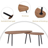 GOLDFAN Table Basse Bois Moderne Lot de 2 Table Basse Gigognes Triangulaire pour Salon Bureau Table d'appoint Design Scandinave, Marron