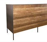 MACABANE Buffet 3 Portes Teck recyclé Pieds métal, 175x51x79