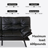 Opoiar Canapé-lit futon avec cadre et matelas, noir en mousse à mémoire de forme, siège futon, canapé couchette moderne pliable pour petit espace/bureau/appartement