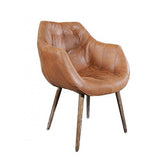 'Fauteuil design Coque "Chuck Honey Vintage Cuir Marron Clair