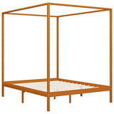 vidaXL Pin Massif Cadre de Lit à Baldaquin Lit Double Lit Adulte Lit Coffre Sommier à Lattes Chambre à Coucher Maison Intérieur Marron Miel 160x200 cm