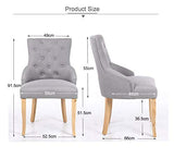 Neo® Lot de 4 chaises de salle à manger en tissu de lin avec dossier incliné et pieds en bois de chêne 44cm x 56cm x 93.5cm ecru