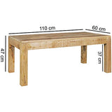 FineBuy Table Basse Bois Massif Mangue Table de Salon 110 x 47 x 60 cm | Table d'appoint Style Maison de Campagne | Meubles en Bois Naturel | Table en Bois Massif Meubles en Bois Massif