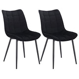 WOLTU BH142sz-2 Chaise de Salle à Manger Lot de 2 Chaise de Cuisine Assise rembourrée en Velours Pieds en métal Stable,Noir