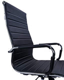 Exofcer Chaise de Bureau Blanc Cuir PU Haute Dossier incurvé Home Executive Ordinateur Pivotant Fauteuil de Bureau (Noir)