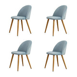 OFCASA 4 x Moderne Chaises de Salle à Manger Velours Bleu Clair Tissu Chaise de Cuisine Rembourrée avec Pieds en Métal Chaises de Salon Meubles