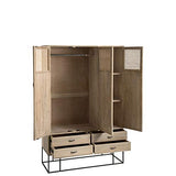 Armoire cannage en rotin tissé et bois de manguier