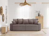 BAÏTA Canapé Droit Alma Convertible Velours côtelé Taupe 3 Places avec Coffre de Rangement