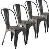 Tolix Lot de 4 chaises de salle à manger empilables en métal pour extérieur, cuisine, bistrot industriel vintage pour restaurant