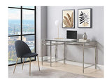 Vente-unique - Bureau avec 2 étagères - Verre trempé et Acier - Argent - TIZIO