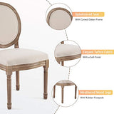 VONLUCE 2 Chaises Médaillon de Salle à Manger, Chaises Rembourrées en Tissu Lot de 2 avec Dossier Rond et Pieds, Chaises de Style Vintage pour Salon Chambre à Coucher