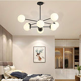 Or Spoutnik Lustre 6-lumières Millésime Métal Suspension Luminaire Avec Blanc Globe Verre Ombre Moderne Industriel Plafonnier Pour Salon Chambre-Noir. 6 lumière