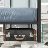 YITAHOME Cadre de lit à baldaquin en métal avec Plateforme de 35,5 cm et tête de lit intégrée. Support de Matelas à Lattes métalliques, sans sommier, Noir, Taille King