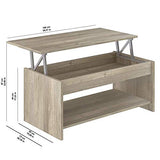Marque Amazon - Movian - Table basse avec plateau relevable et petite étagère Aggol Modern, 50 x 100 x 44, Effet Chêne