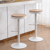 YOUNUOKE Tabourets de Bar en Bois Blanc Pivotant 360° et Hauteur Réglable 55-80cm Siège Confortable avec Repose-Pied Chaise Haute pour Bar Cuisine Lot de 2