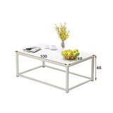 JBVG Tables à café Table de Cocktail Accent Meubles pour Salon avec Table Basse rectangulaire de Cadre en métal pour Salon Chambre à Coucher (Color : White, Size : 100x48x46cm)