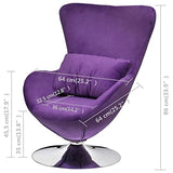 OUSEE Fauteuil pivotant en Forme d’œuf avec Coussin Violet Velours