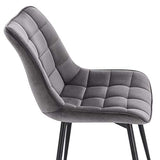 WOLTU® BH142dgr-2 Chaise de Salle à Manger Lot de 2 Chaise de Cuisine Assise rembourrée en Velours Pieds en métal Stable, Gris Foncé
