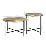 vidaXL 2X Tables MDF Recouvert de Laiton Table d'Appoint Table Basse Salon