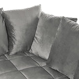 Canapé Moderne en Velours Gris d'Angle Gauche Pieds en Bois d'Eucalyptus Grena