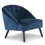 Paris Prix - Fauteuil Scandinave Velours flam 76cm Bleu