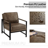 Yaheetech Fauteuil de Salon Confortable Cadre Métal Fauteuil de Chaise pour Salon Chambre Salle de Séjour Bureau Intérieur